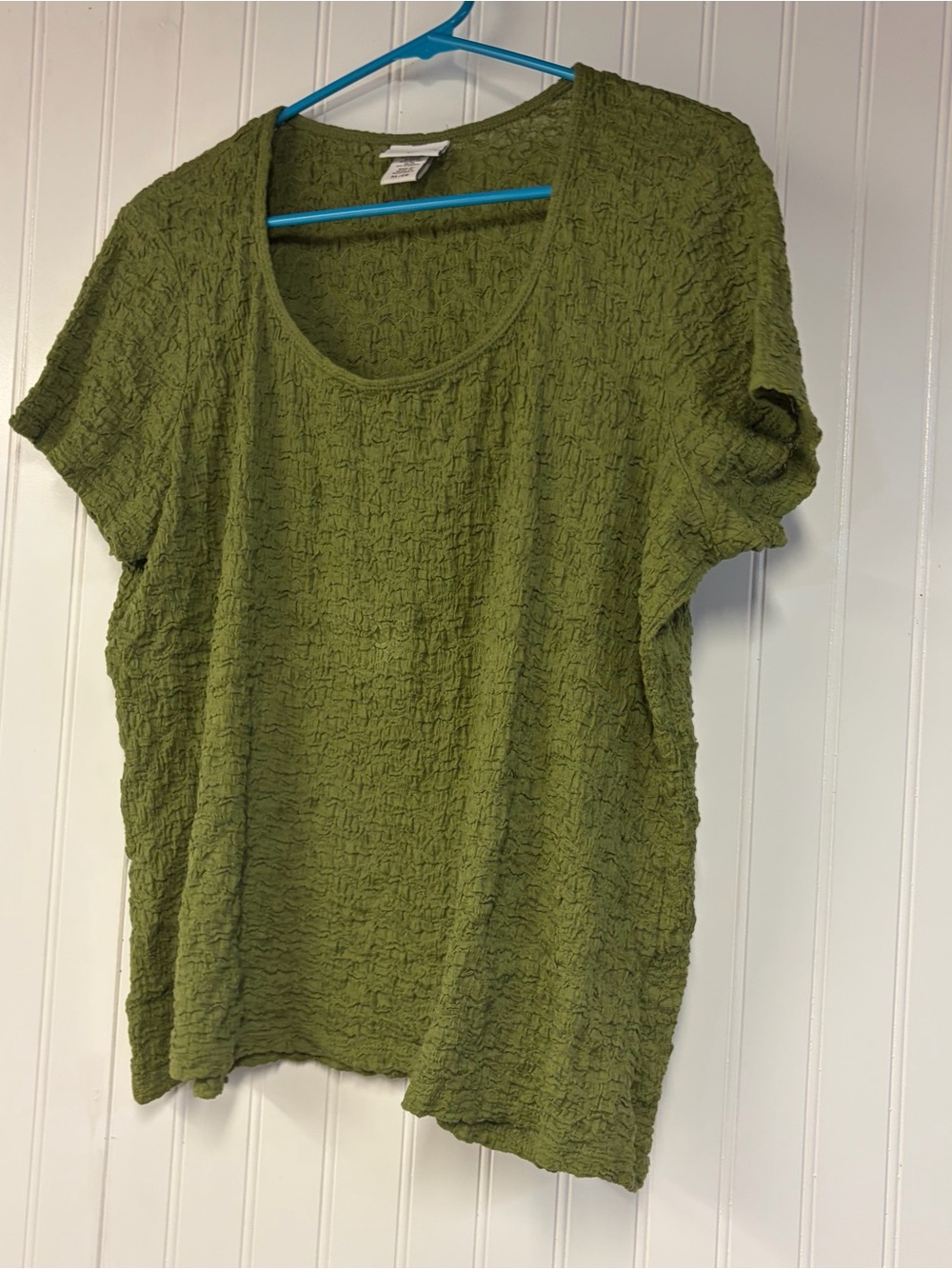 Jaclyn Smith Olive Green Textured Scoop Neck Women's Top XL